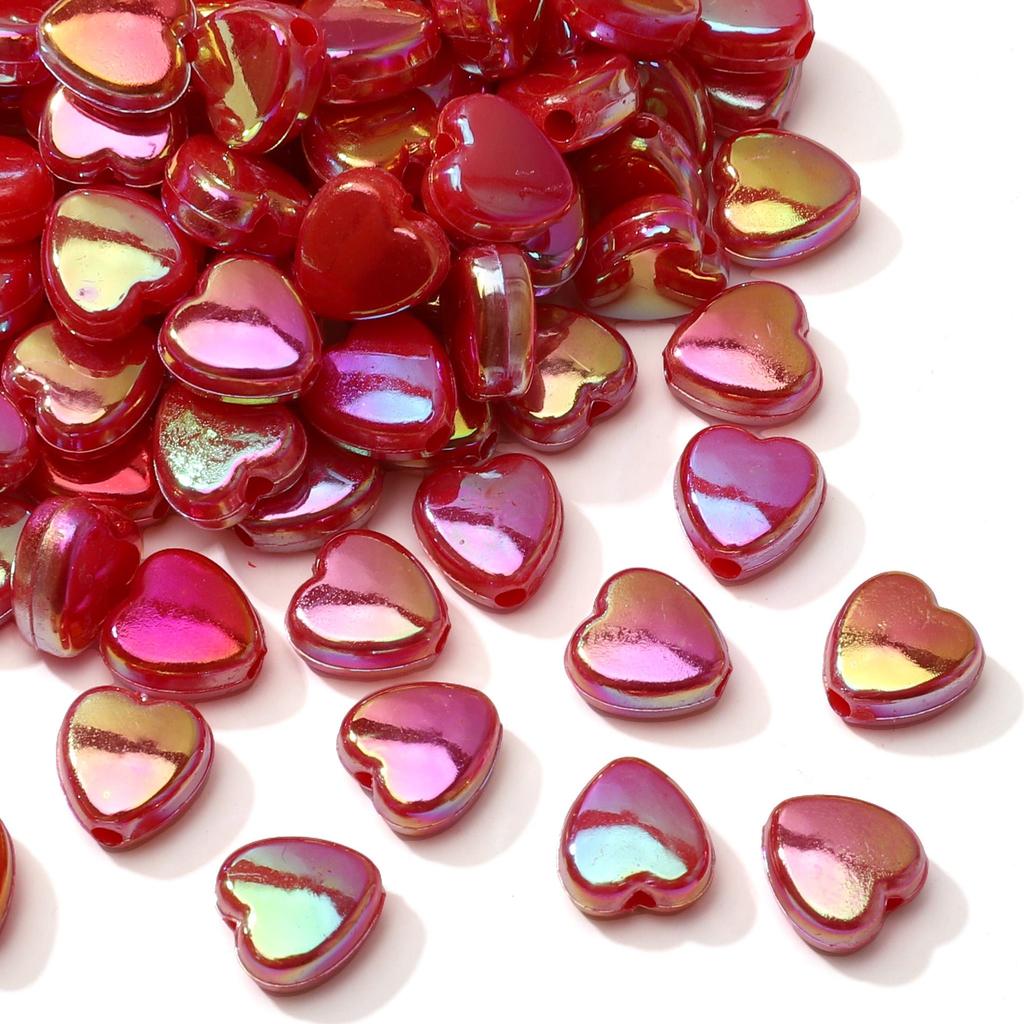 100 шт. Акриловые разноцветные бусины в форме сердца для изготовления ожерелий, браслетов, серег, ювелирных изделий, аксессуары для рукоделия