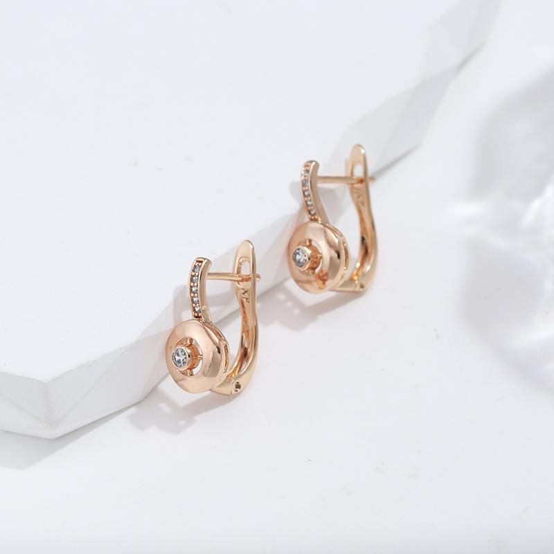 Kinel Vintage Rose Gold Color Glossy Earrings For Women Trendy Zircon Jewelry
