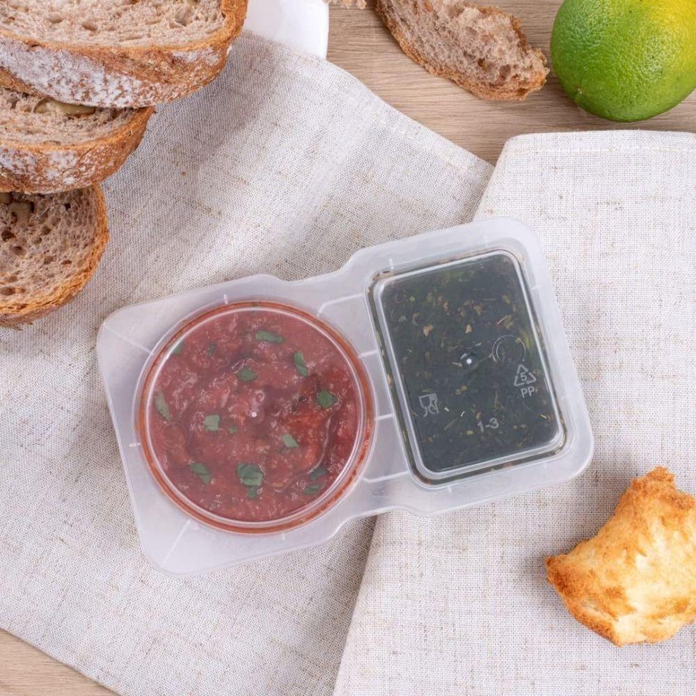 5/10Pcs Sealed and Leak-proof Double Condiment Containers Reusable with Hinged Lids Sauce Cup Containers 4.5Oz/9Oz