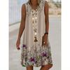 Женское длинное платье без рукавов с V-образным вырезом и цветочным принтом для отдыха и отдыха, юбка-жилет