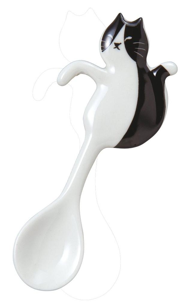 Sun Art Cute Tableware [Home Cafe Basic] Black Cat Mug with Teaspoon, 300ml, Brown, SAN2925-3