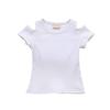Summer Baby Girls Candy Color Screw Thread T-shirt Off-shoulder Cotton Tops