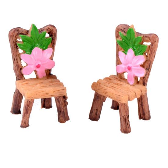 2/3Pcs Mini Table Chair DIY Craft Garden Landscape Flowers Plants Decor Ornament