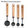 4Pcs Stainless Steel Coffee Measuring Spoon Wooden Handle Baking Tool  Ice Cream Sugar Salt Spice