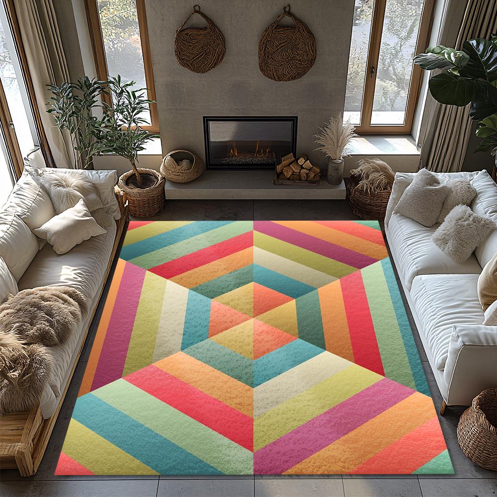 Tuniu Geometric Triangle Area Rug Modern Kids Room Carpet Living Room Rug Non Slip 6x4ft
