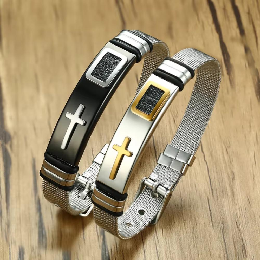 Stainless Steel Religious Bracelet Adjustable Fashion Bracelet Unique Men's Jewelry Friends
