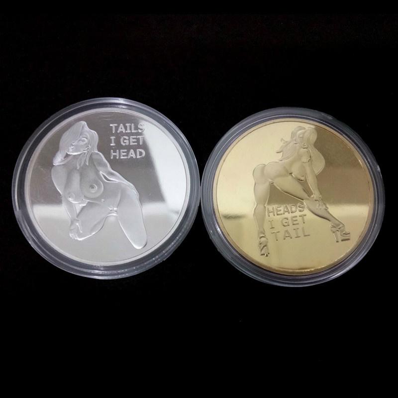 Решка, я получаю голову! Забавные гаджеты Счастливая девочка Забавные монеты Игрушка Позолоченные монеты Сувенирные монеты Подарки