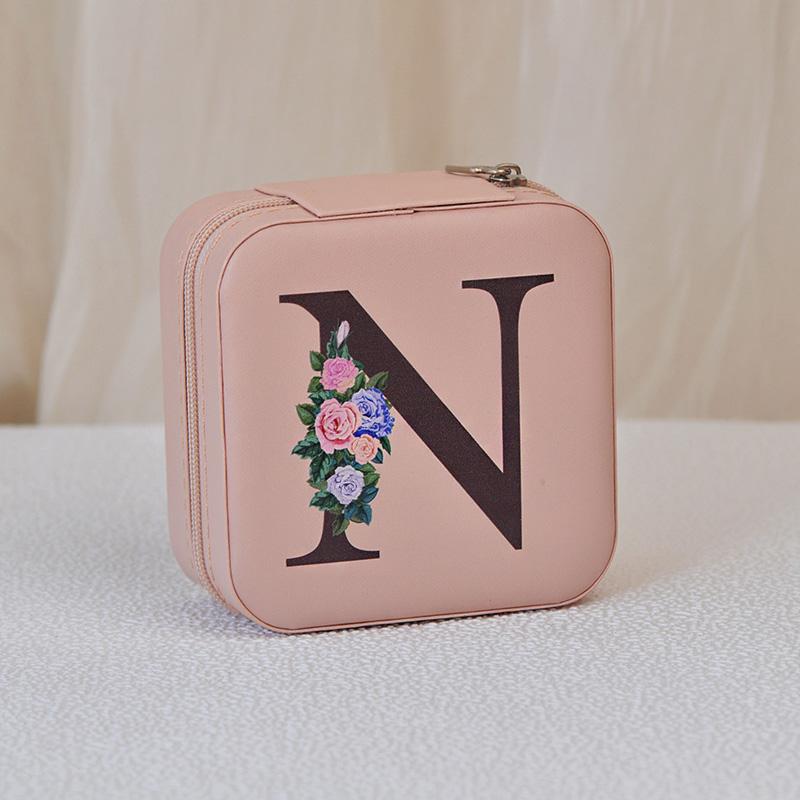 1PC Jewelry Boxes for Wedding Party Black Alphabet Personalized Pink Gift Box Jewellery Holder Jewelry Organizer Case