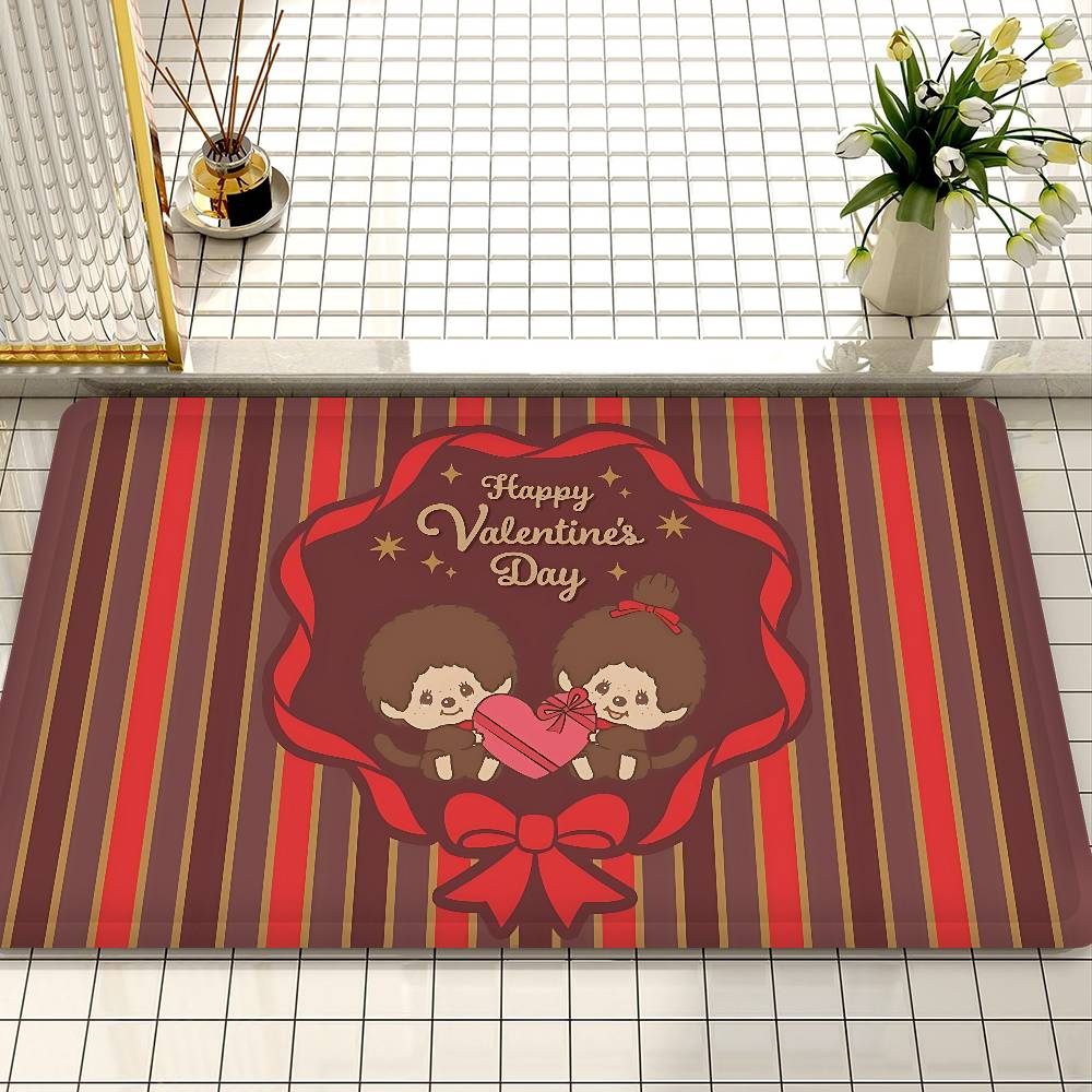 Happiness And Fortune M-MonchhichiS Floor Mat INS Style Soft Bedroom Floor House Laundry Room Mat Anti-skid Household Carpets