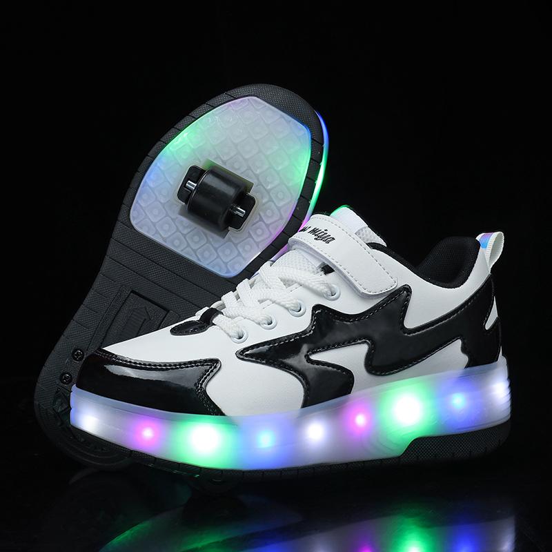 TUINANLE Roller Skates 2 Wheels Shoes Glowing Lighted Led Children Boys Girls Kids Luminous Sports Boots Casual Sneakers