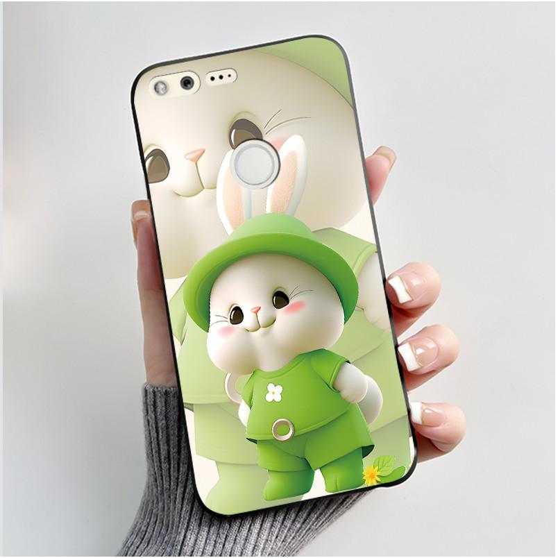 Роскошный Милый Кролик Любовь Мультяшный Забавный Чехол Для Google Pixel XL Pixel1 1 XL Черный Силиконовый Мягкий Чехол Для Телефона Защитная Задняя Крышка