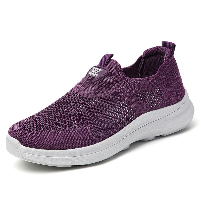 Летняя повседневная женская обувь, обувь-лоферы на одной педали, мягкая подошва, для ходьбы, летящая, плетеная, дышащая сетка, удобная обувь для мамы