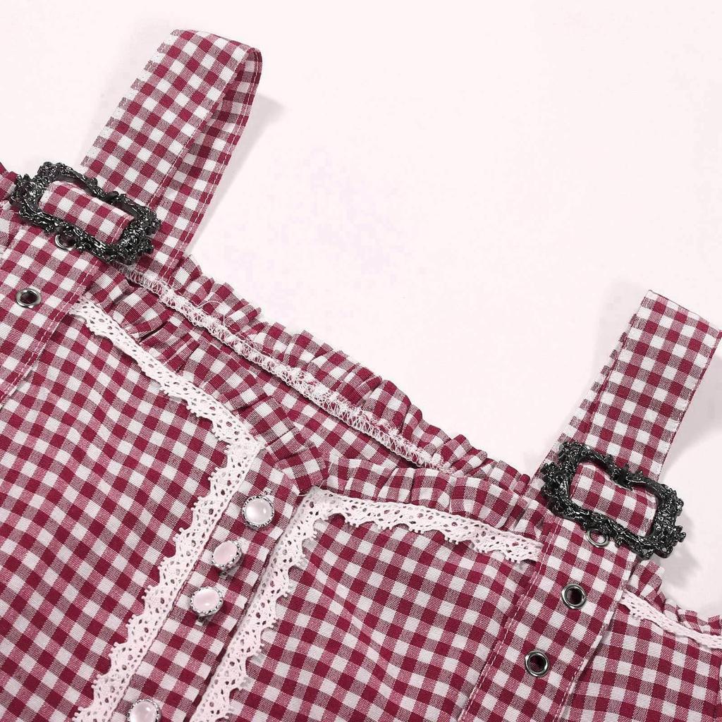 Традиционная женская повседневная клетчатая рубашка с коротким рукавом для пивного фестиваля