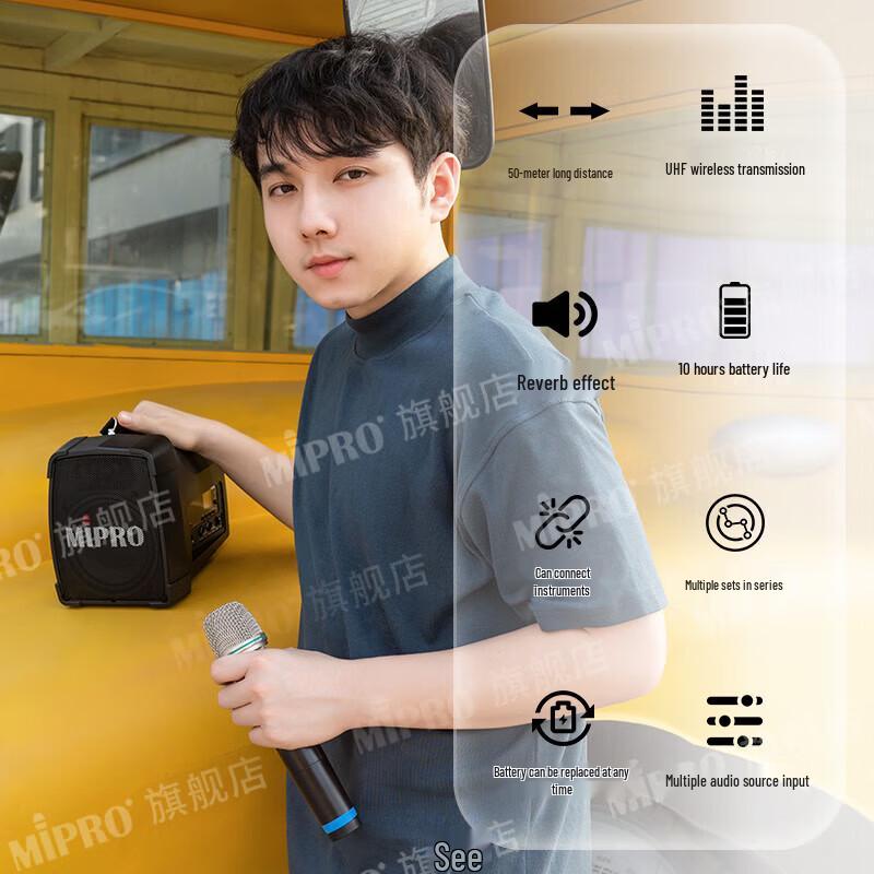 MIPRO MA-200 Portable Wireless PA System CN plug (adapter included) (CN version)