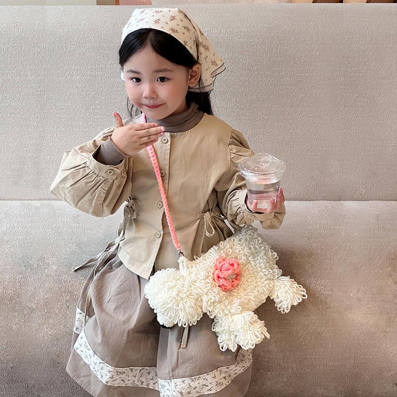 Очаровательная вязаная крючком плюшевая сумка-пудель ручной работы для детей в коричневом, розовом и белом цветах