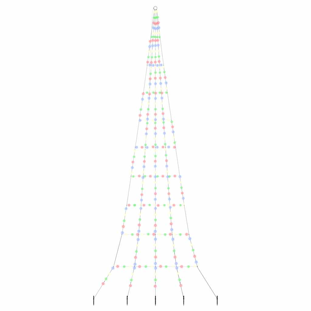 LED Christmas Tree with Ground Spikes Multicolored 511 cm Metal