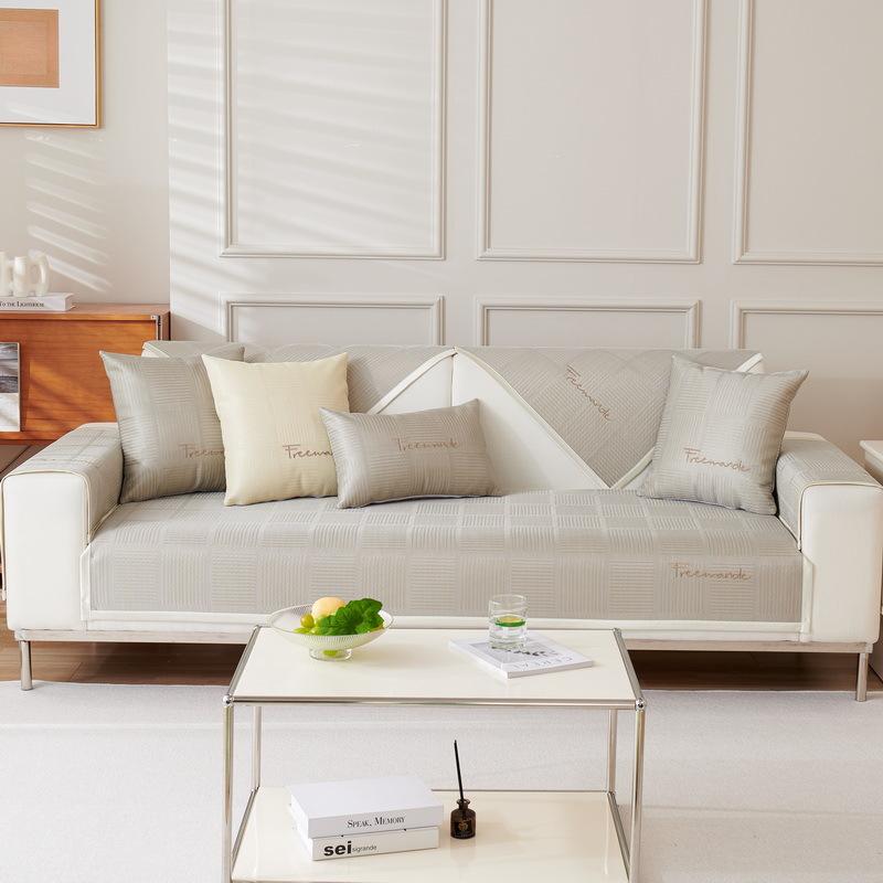 New Summer Fanghua Summer Ice Silk Mat Sofa Cushion Washable Non-Slip Cushion Sofa Cover Towel Wholesale