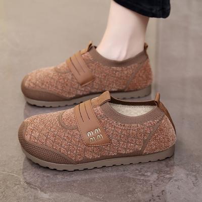 Женские новые зимние бархатные утолщенные теплые женские хлопковые туфли на мягкой подошве удобные с мелким вырезом на одной педали туфли для мам женские