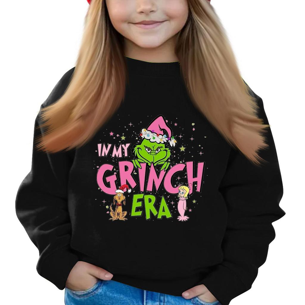 Рождественские пуловеры с круглым вырезом для девочек, детские топы с принтом