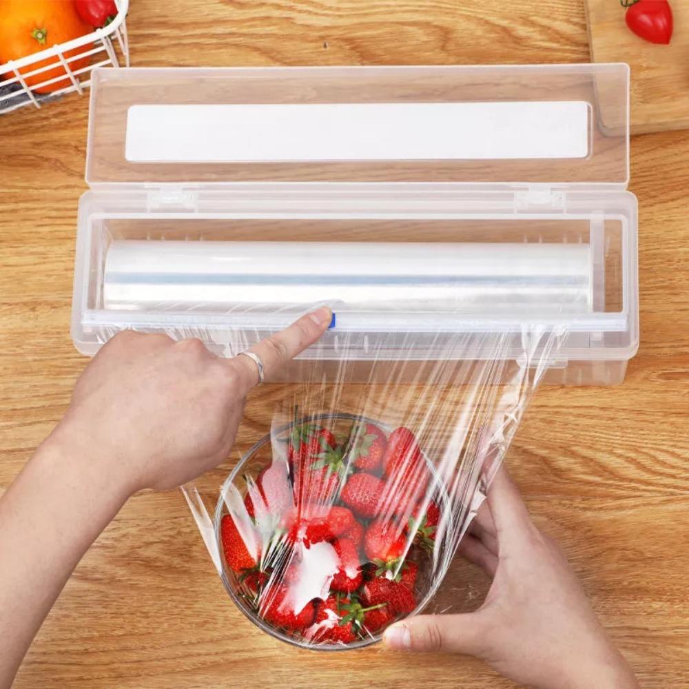 Adjustable Kitchen Tool Cling Film Cutter Plastic Wrap Dispenser Wrap Storage Box Storage Holder