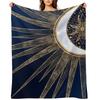 Синий Золотой Солнце Луна Мандала Дудлинг Арт Плед Одеяла Для Ребенка косплей аниме Зимние кровати Роскошные Одеяла