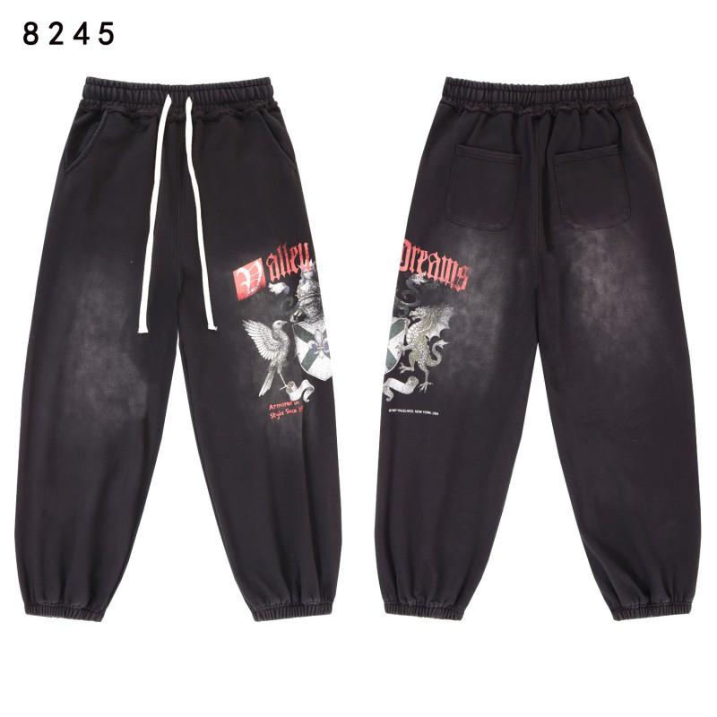 Mens Loose Fit Drawstring Cotton Cargo Pants Streetwear Hip Hop Style Straight Leg Trousers