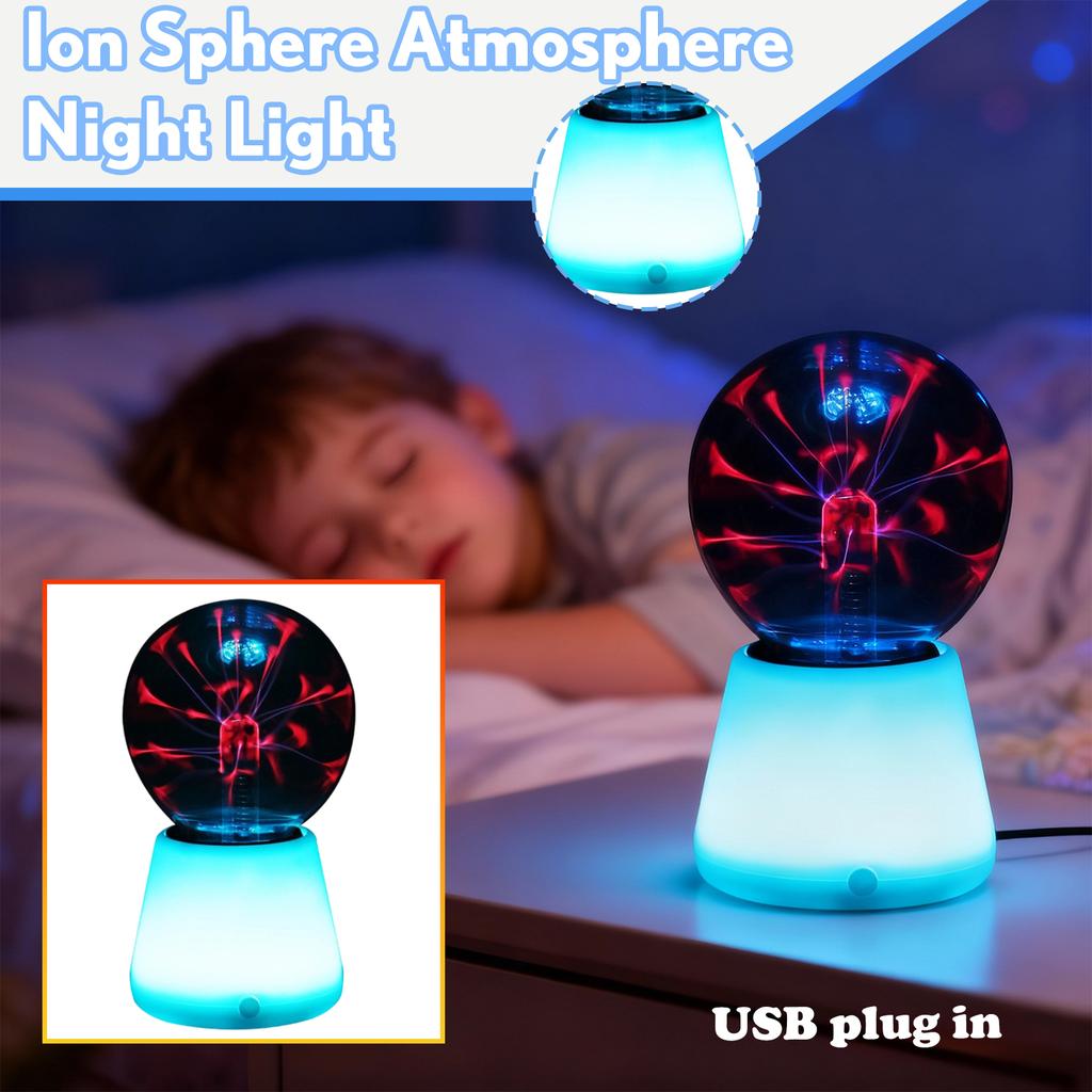 Plasma Atmosphere Lamp - USB Powered Color Changing Electrostatic Ball With Sensitive LED Night Light