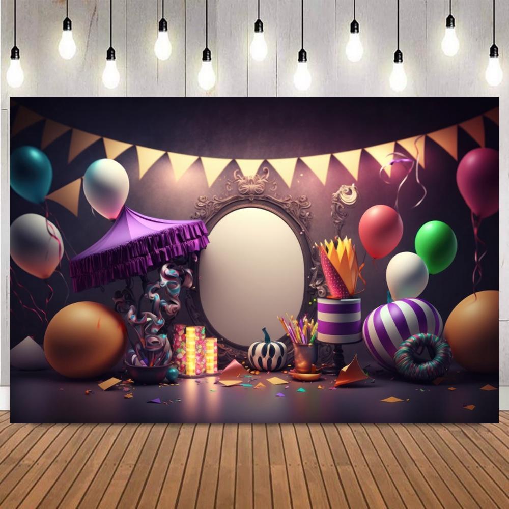 Circus Backdrops Photography Balloons Ferris Wheel Newborn Baby Birthday Party Background Carnival Photocall Photo Studio Props21