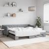 VidaXL Daybed with Trundle and Mattress Light Grey 100x200 Cm Fabric 3197449