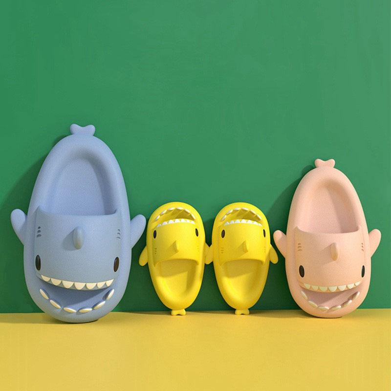 Outdoor Solid Color Soft Anti-skid Parent Child Slippers Shark Slippers Funny Slippers