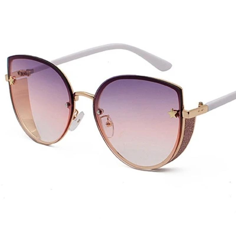 Сексуальные женские солнцезащитные очки «кошачий глаз» высокого качества, модные брендовые солнцезащитные очки без оправы, женские солнцезащитные очки óculos, винтажные