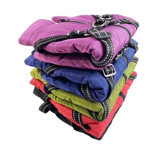 Зимнее пальто для собак, ветрозащитная куртка для собак, теплая термоодежда для домашних животных со шлейкой, одежда для прогулок с собакой в холодную погоду