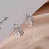 Trendy Geometric Rhinestone Women Girls Square Hoop Earrings Round Circle Crystal Earrings