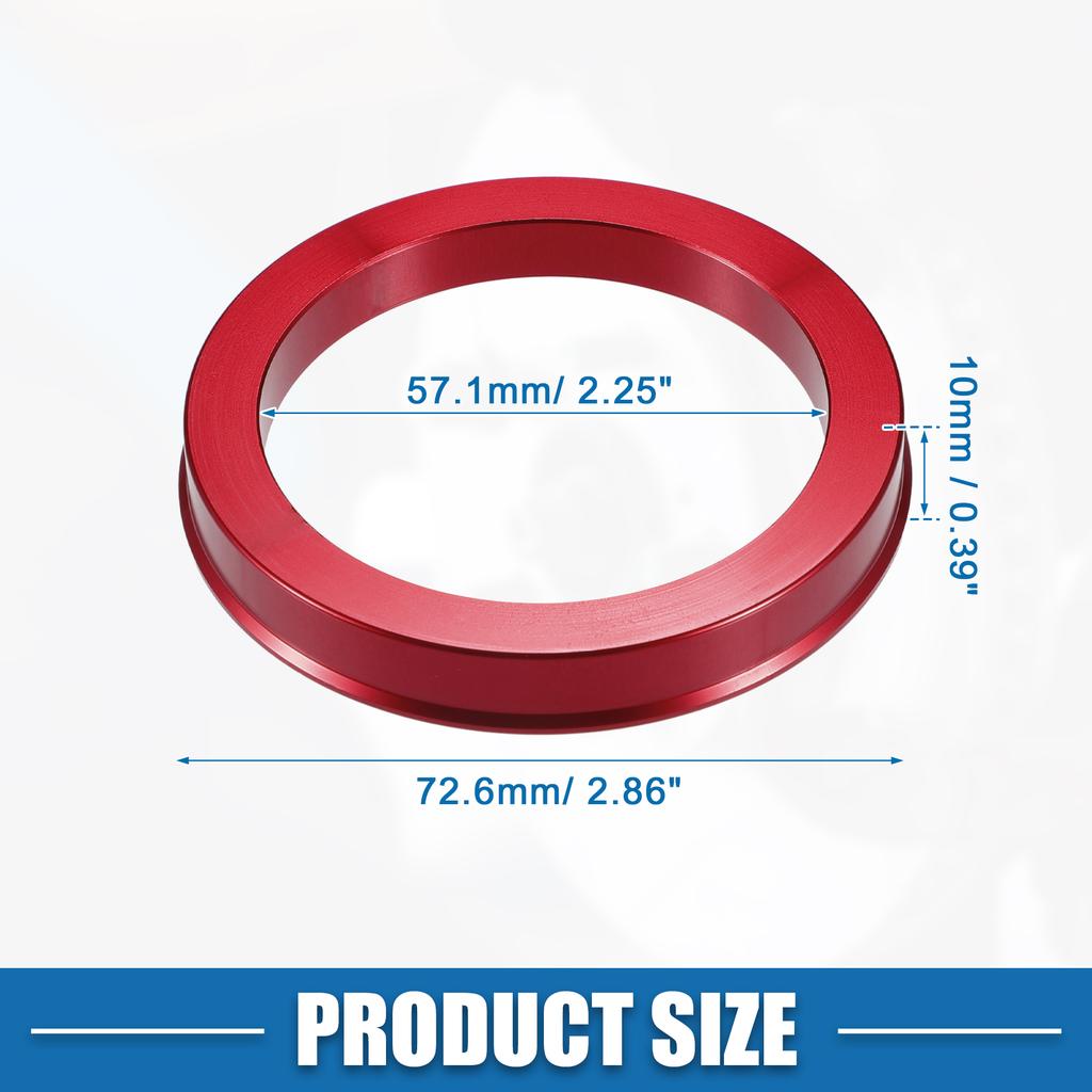 UXCELL 4pcs OD 72.6mm 73.1mm to ID 57.1mm 60.1mm 67.1mm 65.1mm Car Tire Centering Hub Centric Rings Wheel Bore Center Red