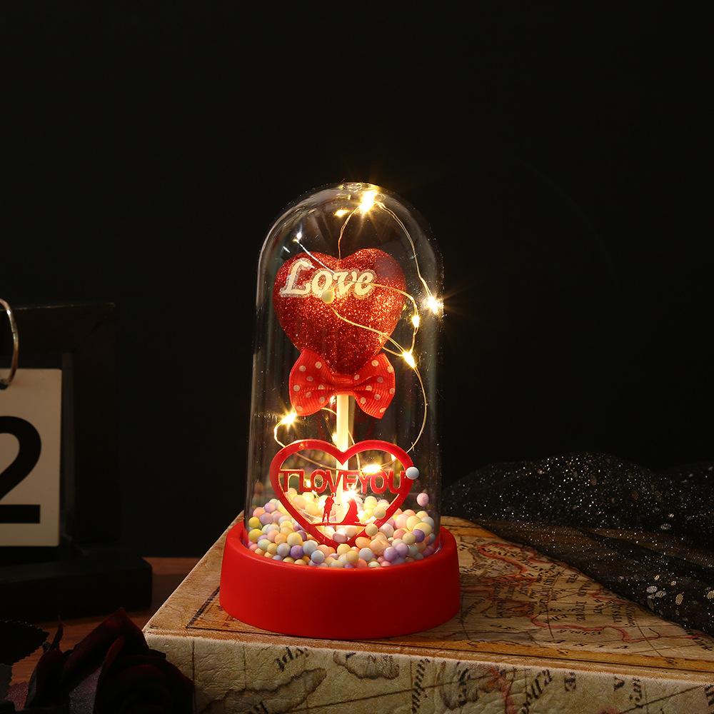 1 шт. новый подарок для влюбленных, светящийся настольный орнамент для пары с акриловой крышкой, креативное украшение вечный цветок