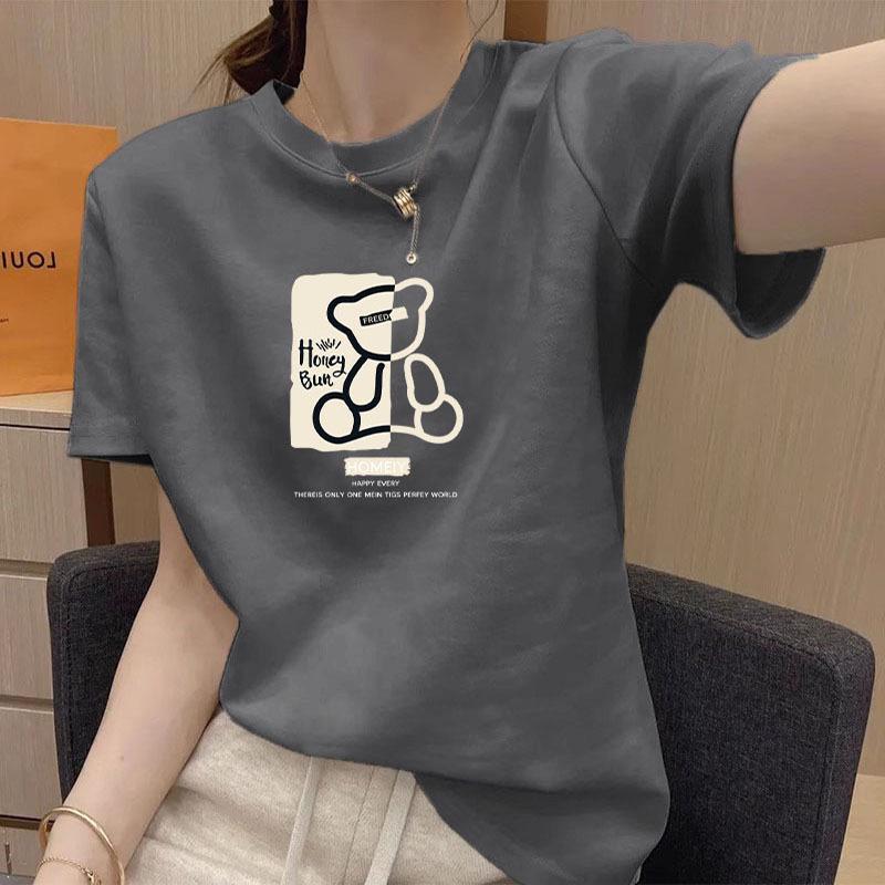 2025 Summer Women's Pure Cotton Short Sleeve T-shirt - Fashionable, Versatile, Age-Reducing Round Neck Top