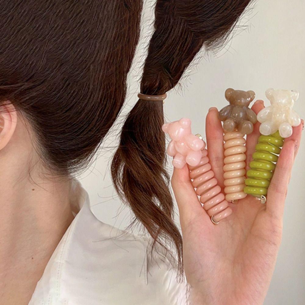 Little Bear Hair Ring Cute Telephone Cord Hair Ring High Quality Hair Rope  For Girl