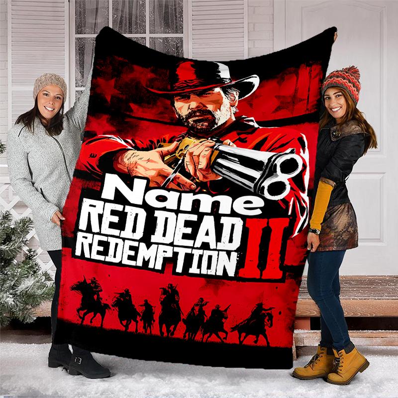 Personalized Custom Name Blanket - Red Dead Redemption Print Design,Blanket for Sofa,Bed,Travel,Camping - Soft and Warm, Great Gift