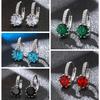Korean Multi-Color Round Diamond Zircon Earrings: Elegant, Simple, and Luxurious Design for Women