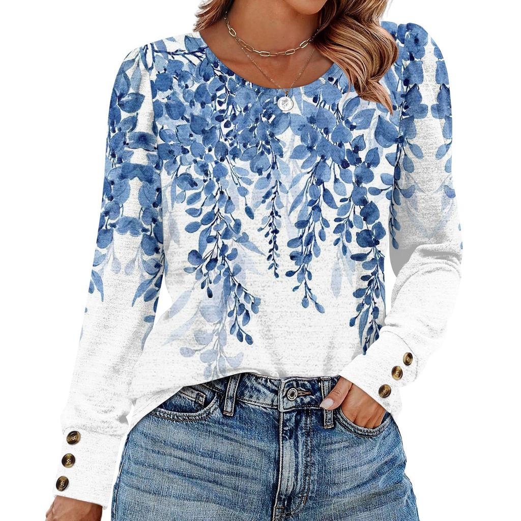 Women's Retro Printed Fashionable Long-sleeved Top