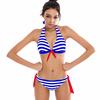 2025 Сексуальное бикини в полоску Купальник Купальник Женский Халтер Комплект бикини Купальный костюм Женский Пуш-ап Бандажный Купальник Женский Бразильский бикини