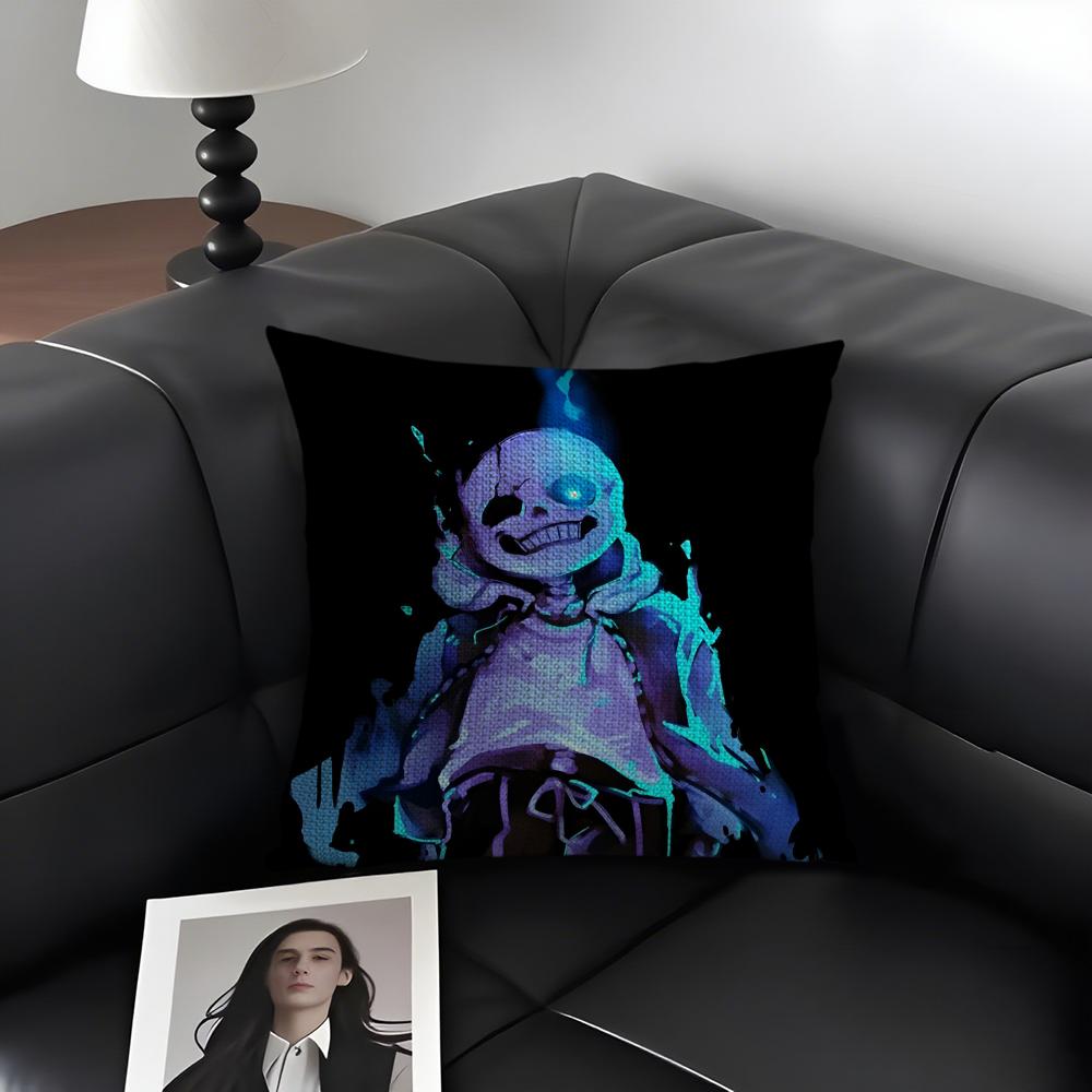 Подушка с принтом из игры Undertale Натуральный лен Органическая ткань Двусторонняя печать Декор для дивана и дома Подарок Наволочка