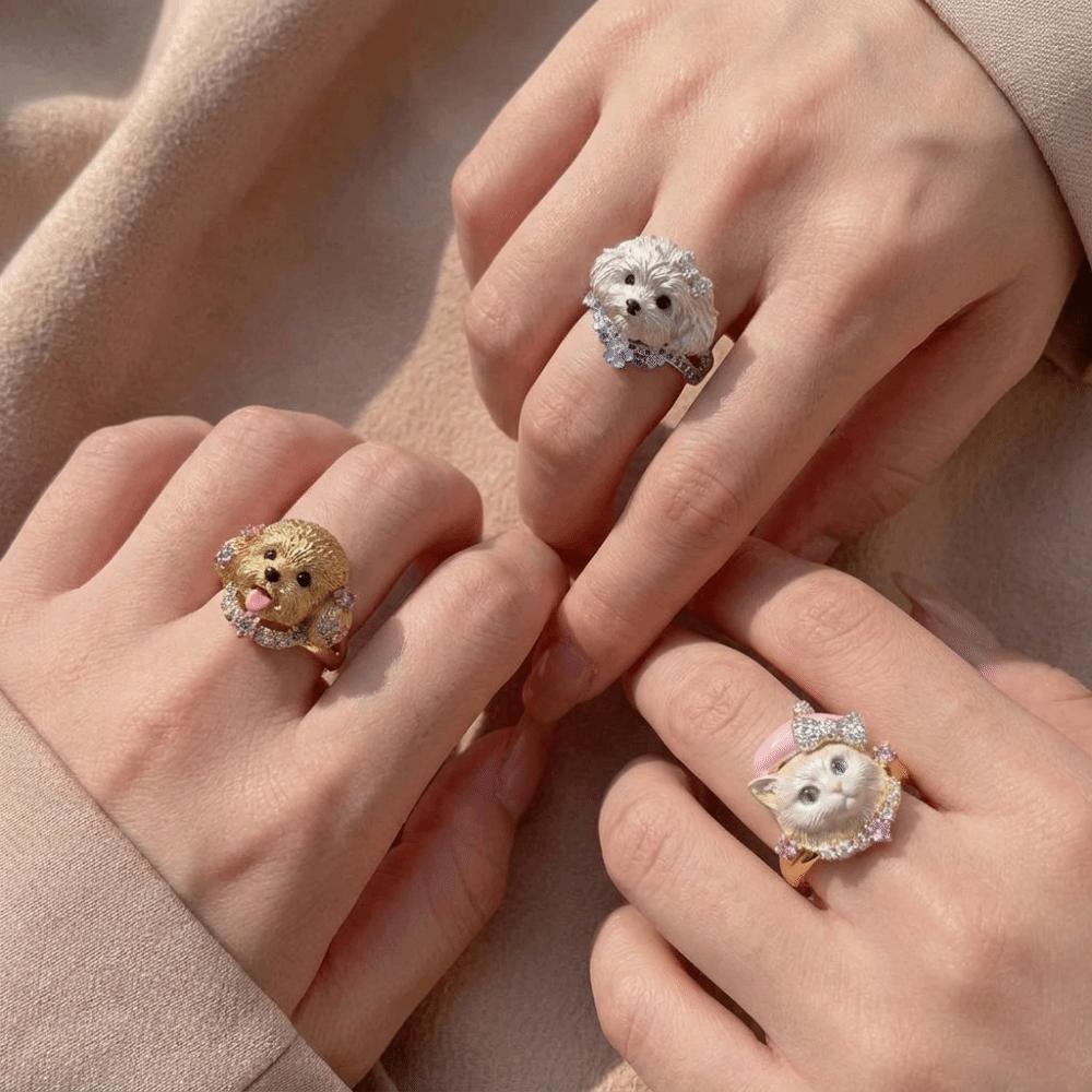 Mini Cat Ring Sweet Animal Jewelry Cute Dog Ring  Girlfriend Gift