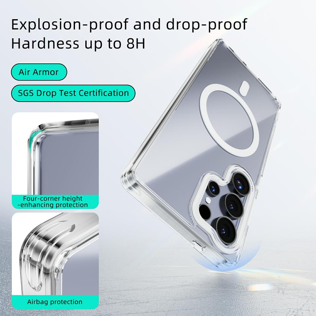 For Samsung Galaxy S25+ Case Compatible with MagSafe Anti Scratch Clear TPU PC Phone Back Cover