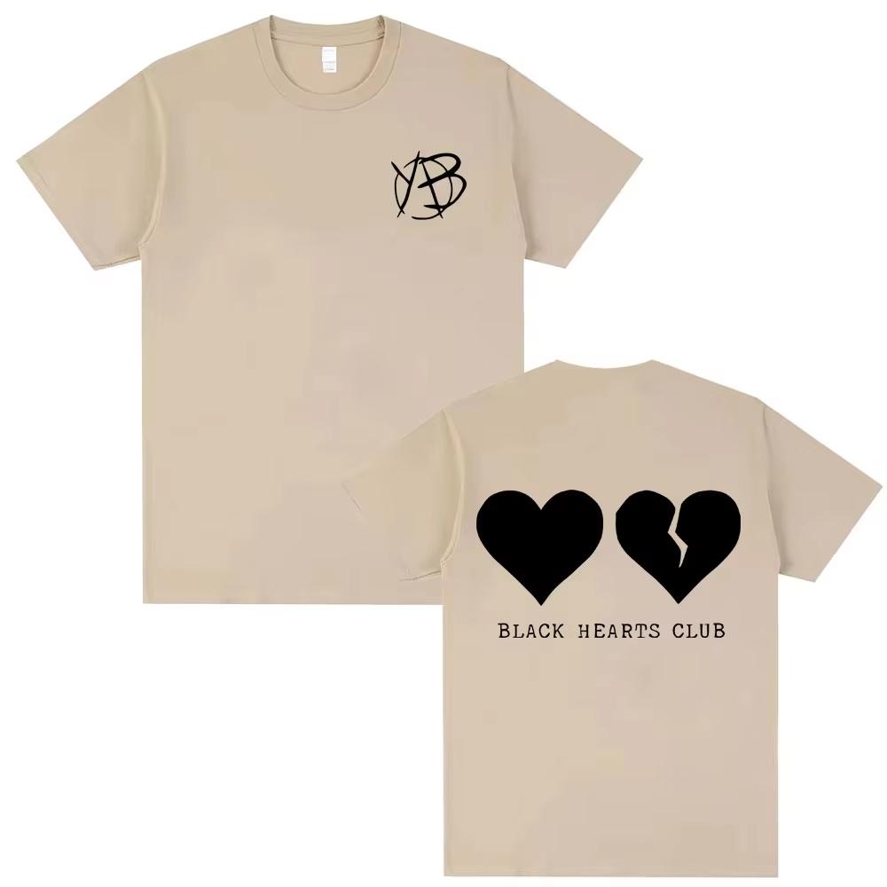Singer Yungblud Black Hearts Club Tshirt Unisex Women Rock Vintage Oversized Short Sleeve Top Male Pure Cotton Printed T Shirts