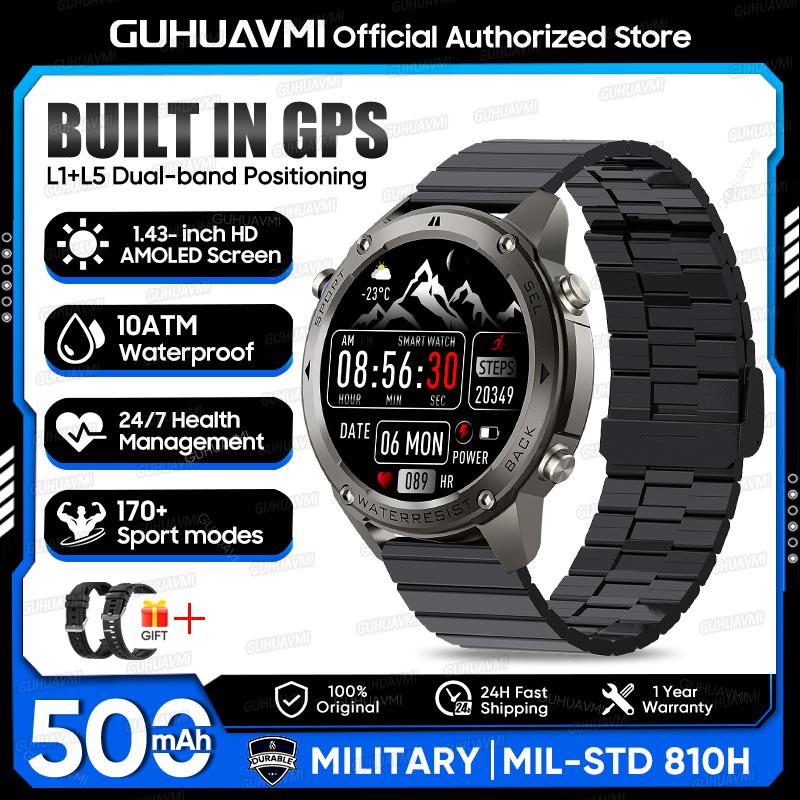Новые Военные GPS Умные Часы T-REX3 Ultra 1,43-дюймовые AMOLED С двухдиапазонным GPS Компас Высотомер BT Звонки 10ATM Для плавания Умные Часы Мужские