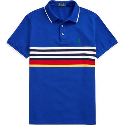 Polo Поло в стиле Color Block в полоску приталенное мужское tops Синий MNPOKNI1N821178-400