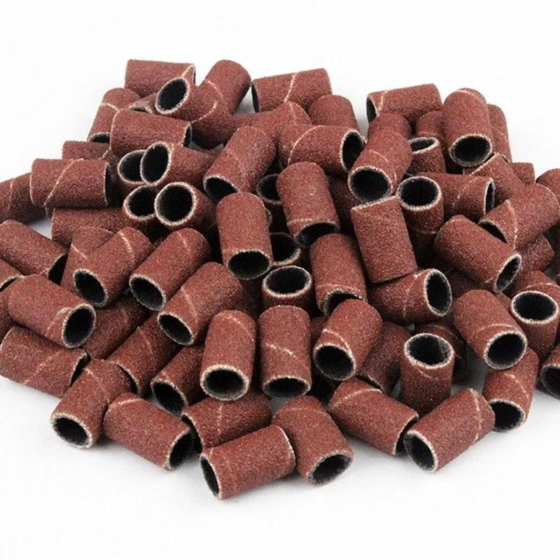100Pcs/Pack Sanding Bands Grit File for Professional Manicure Pedicure Nail Electric Drill Machine Grinding Sand Ring Bit