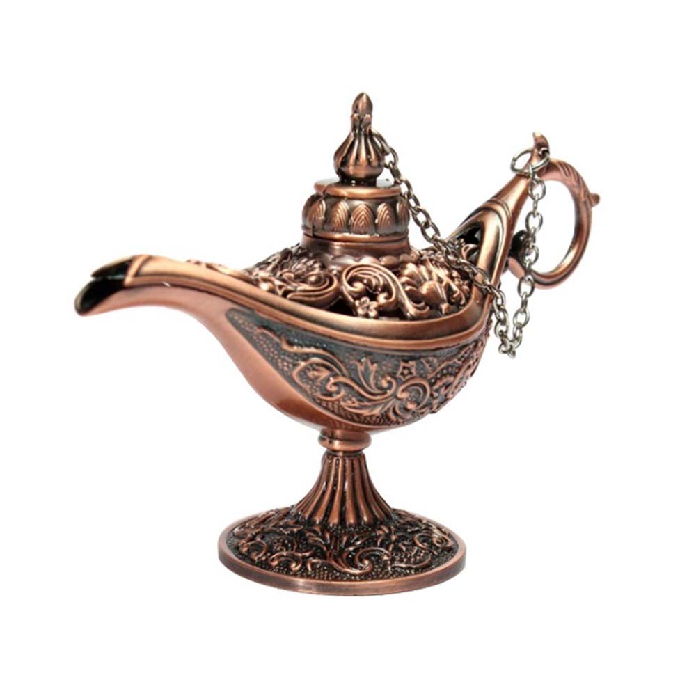 Zinc Zinc Zinc Alloy Hollow Out Wishing Desktop Decor Ornaments Aladdined Magic Lamp Incense Holder Tea Pot