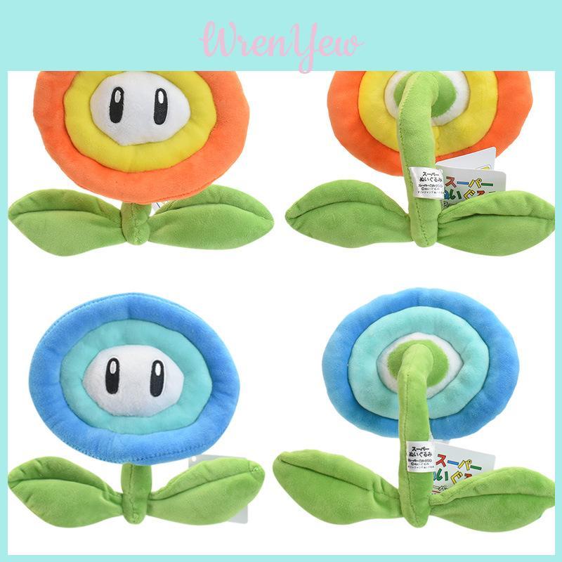 Mario Plush Toy With Realistic Orange Flames And Blue Ice Sunflowers 18cm
